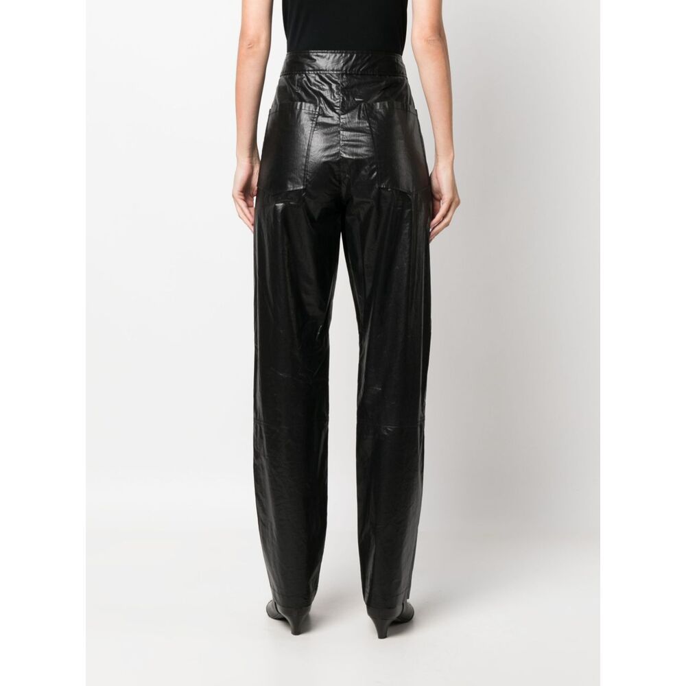 Isabel Marant Metallic-effect Straight-leg Trousers In Black