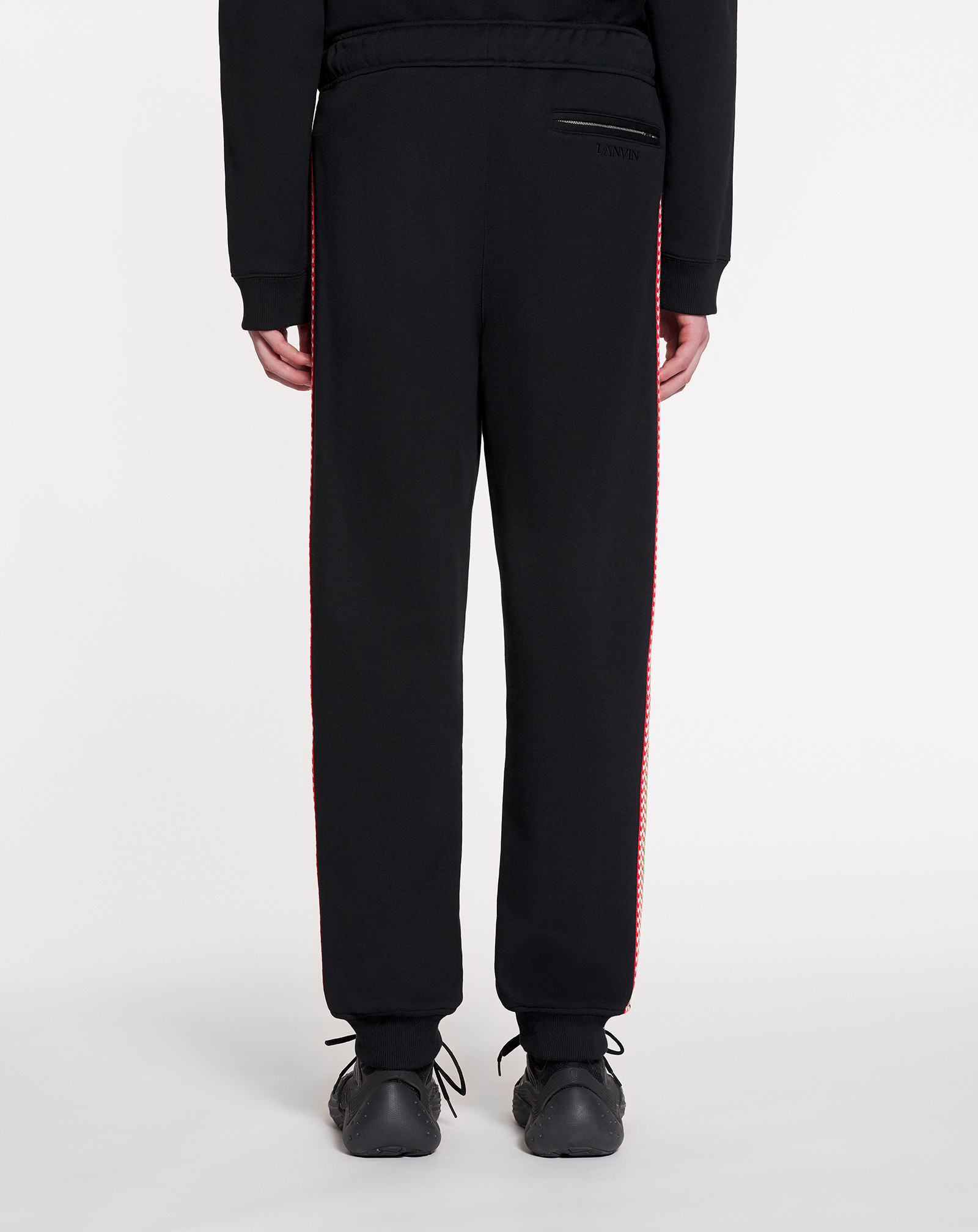 Lanvin Side Curb Cotton Track Pants In Black