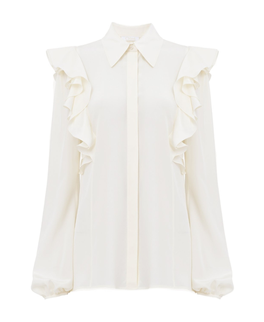 Chloé Draped Panels Bishop-sleeves Blouse In White