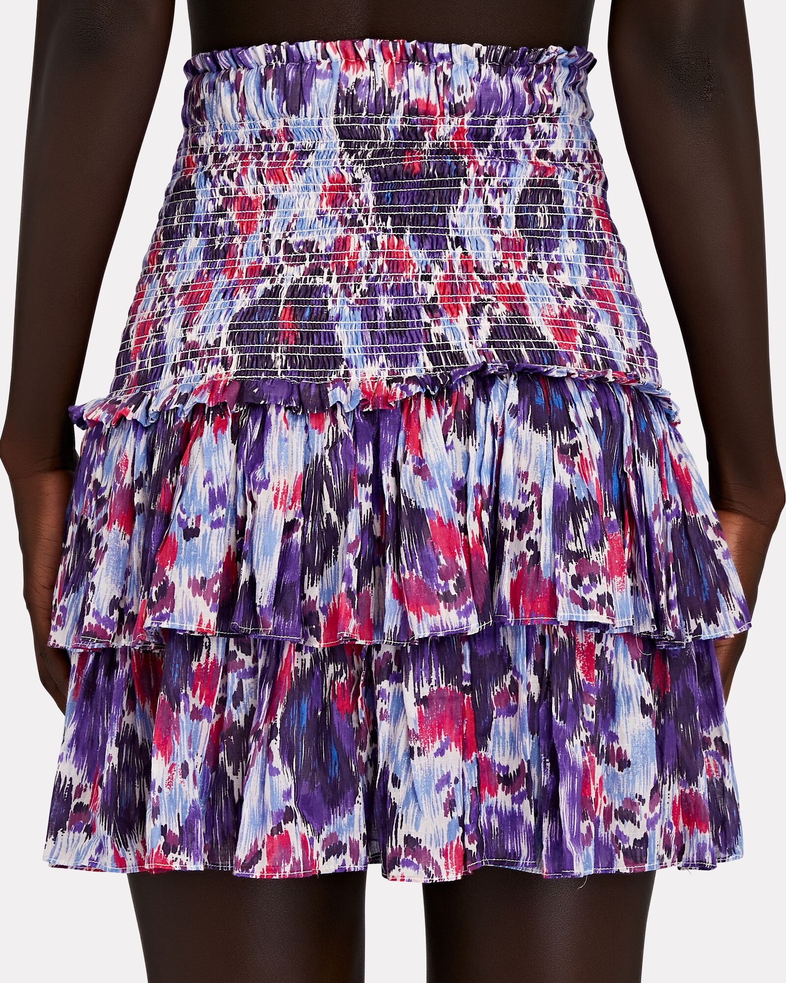 Isabel Marant Étoile Naomi Smocked Floral Tiered Skirt In Purple