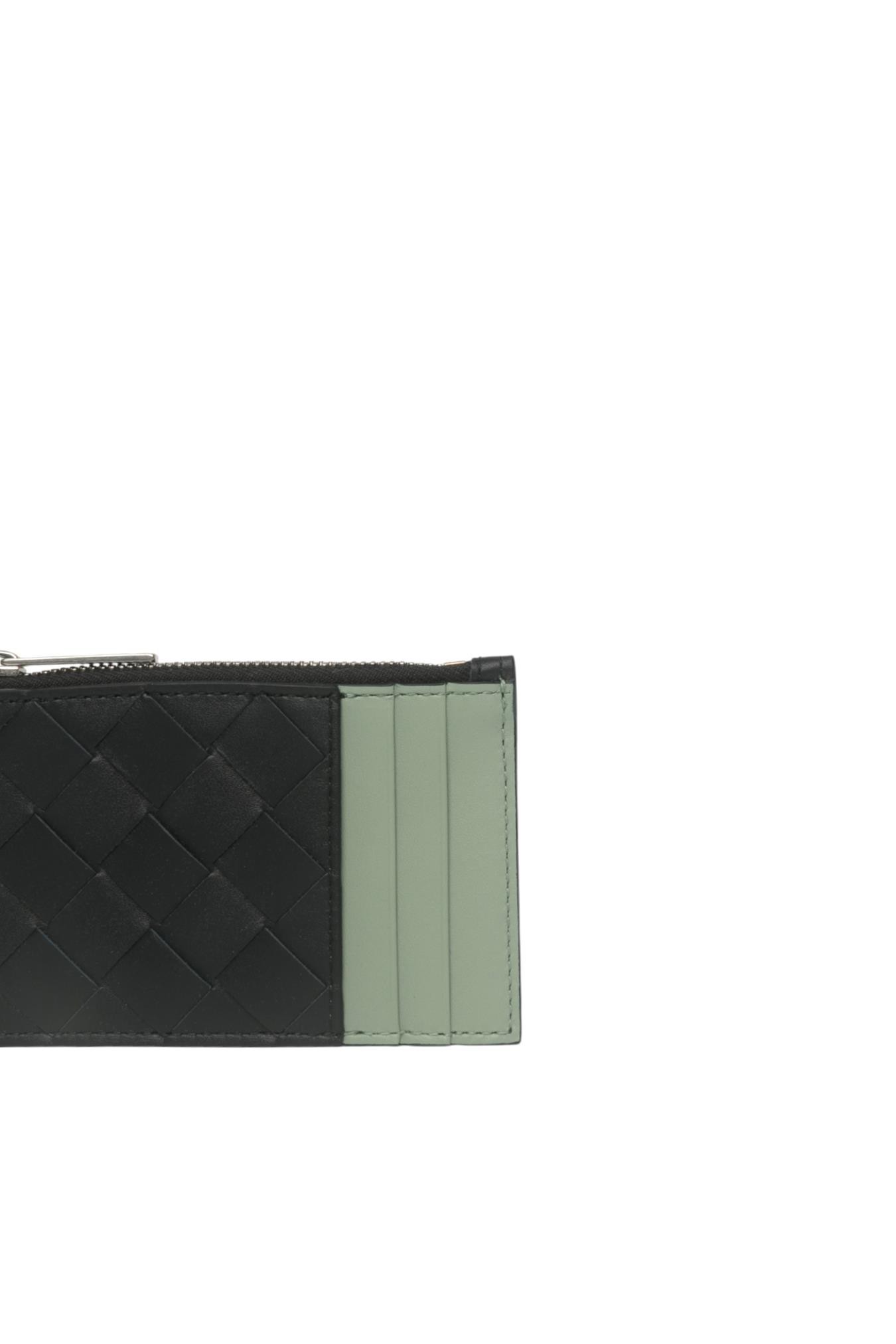 Bottega Veneta Woven Card Holder In Green