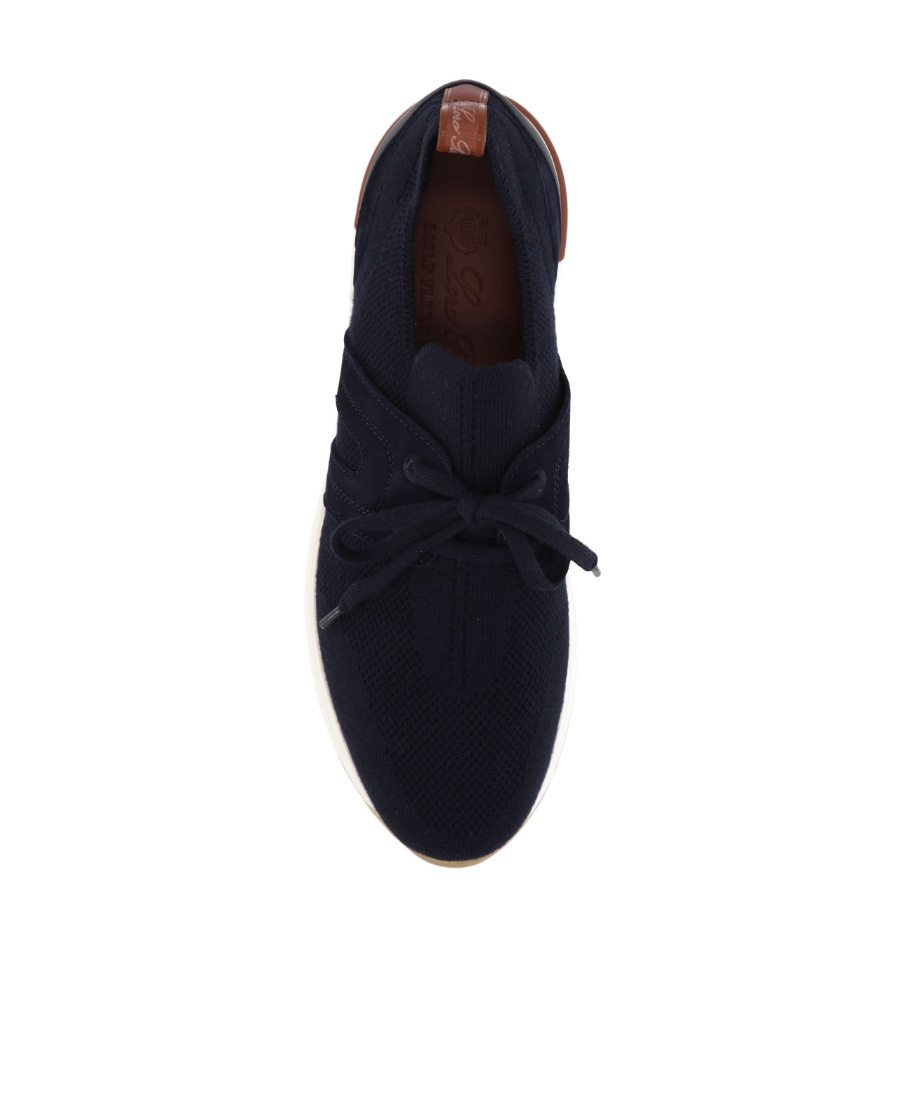 Loro Piana Knit Lace-up Runner Sneakers In Black