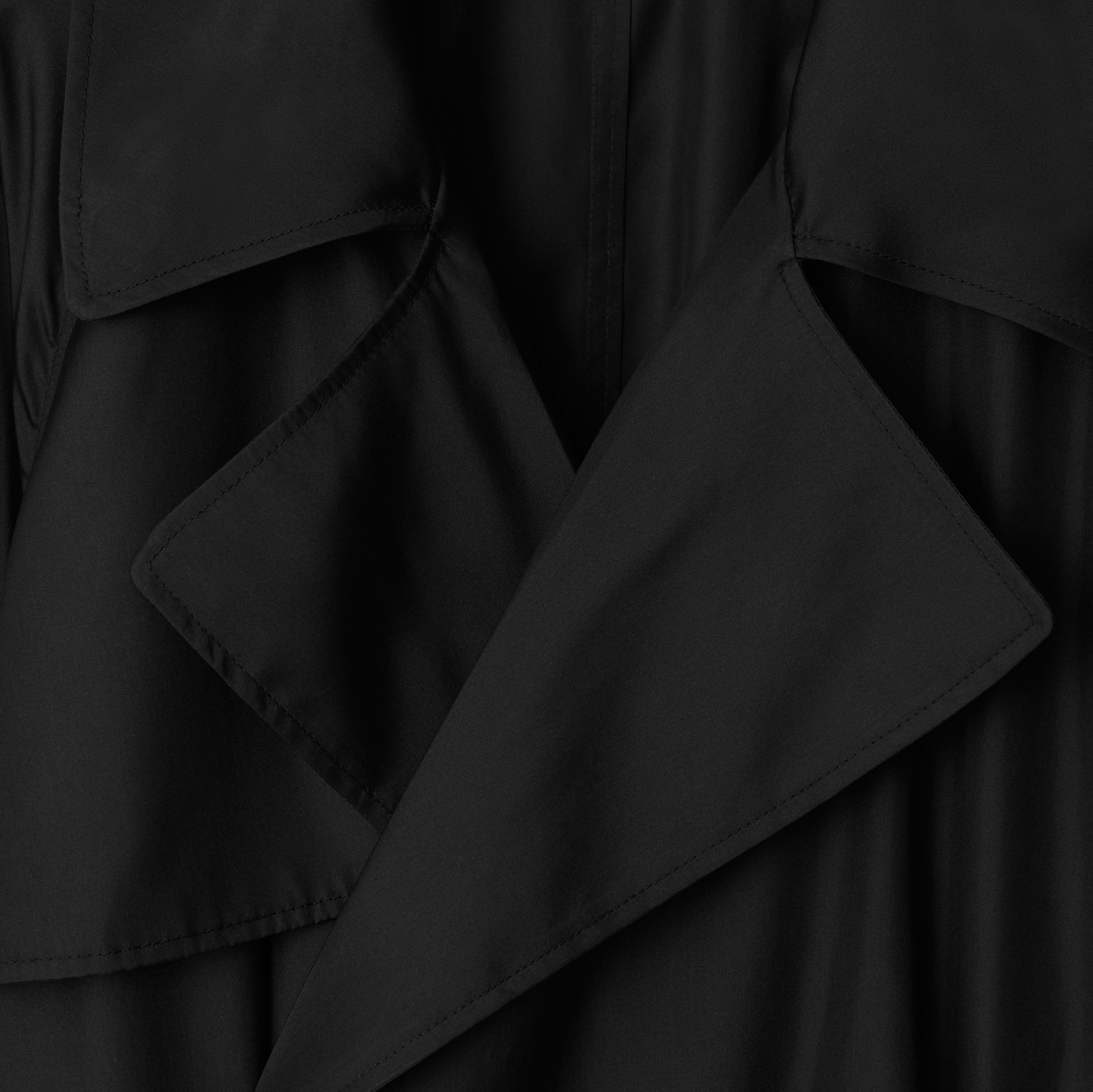 Burberry Double-breasted Silk Trench Coat In Black