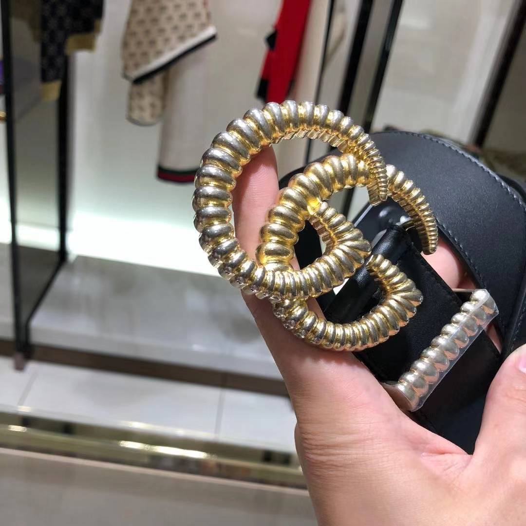 Gucci Leather Belt With Torchon Double G Buckle In Black