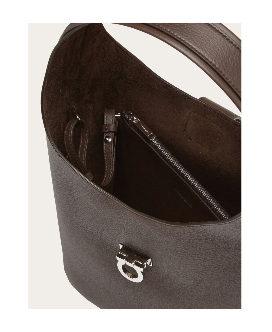 Shop Ferragamo Salvatore Logo Engraved Shoulder Bag In Black