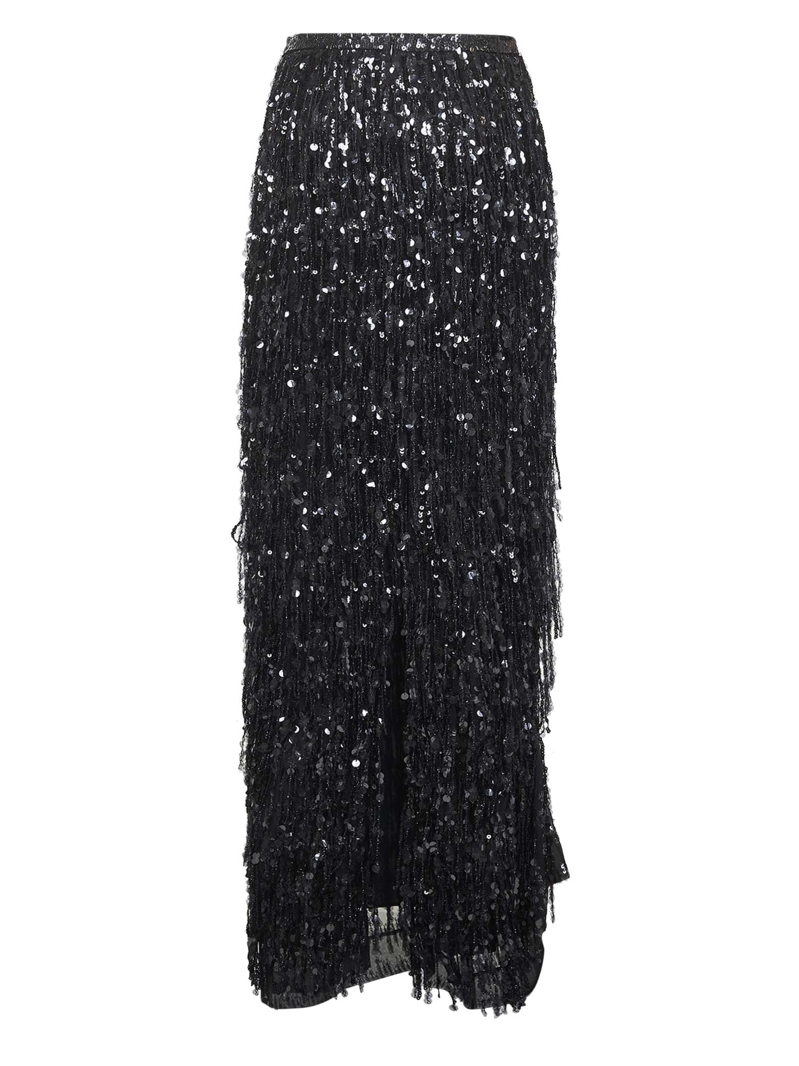 Brunello Cucinelli Black Crispy Silk Column Couture Skirt In Black