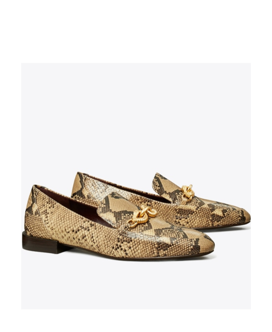 Tory Burch Jessa Snakeskin Leather Loafers In Nude