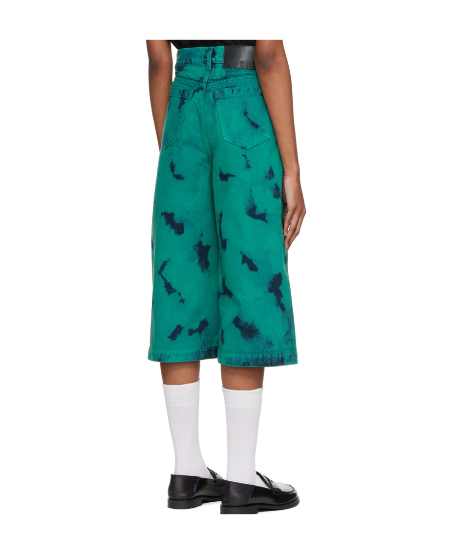 Msgm Logo Tie-dyed Jeans In Green