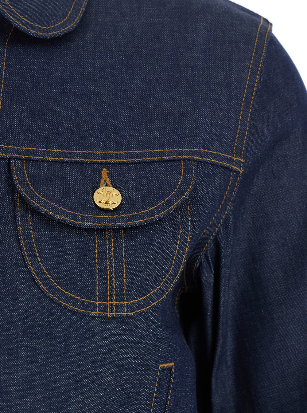 Celine Lapel Long-sleeved Denim Jacket In Black