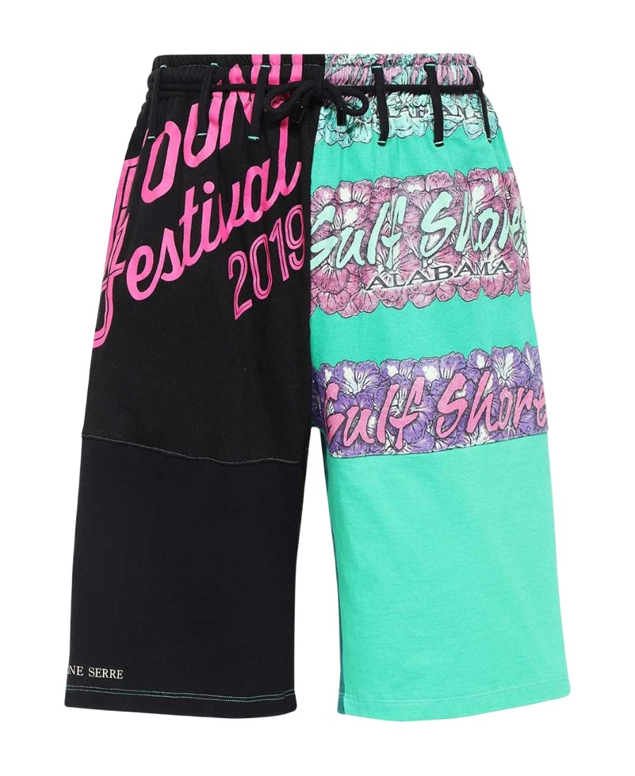 Marine Serre Colour-block Drawstring Shorts In Black
