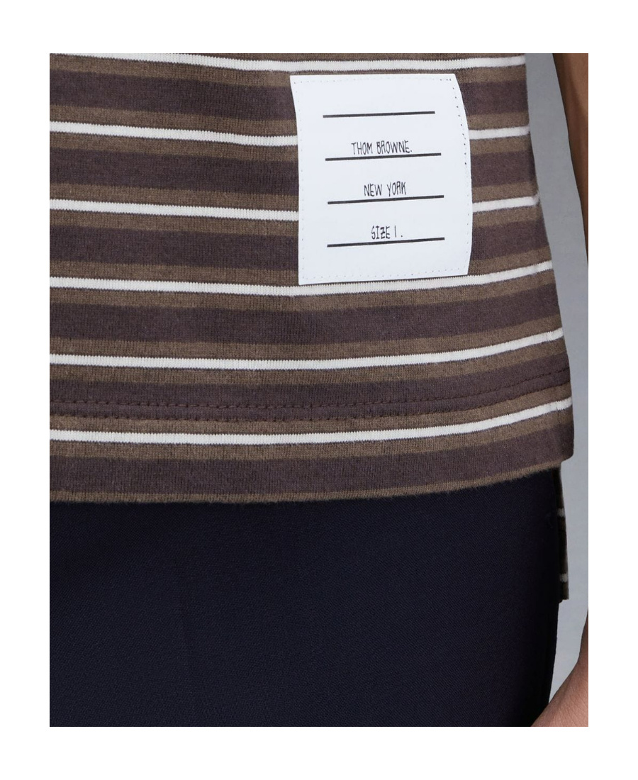 Shop Thom Browne Stripe-print Cotton T-shirt In Multicolor