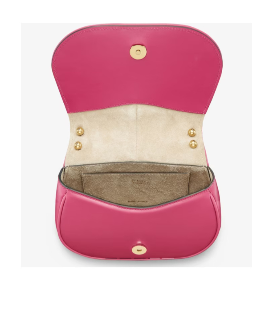 Fendi Blue Denim-effect Ff Jacquard And Brown Leather Bag In Pink
