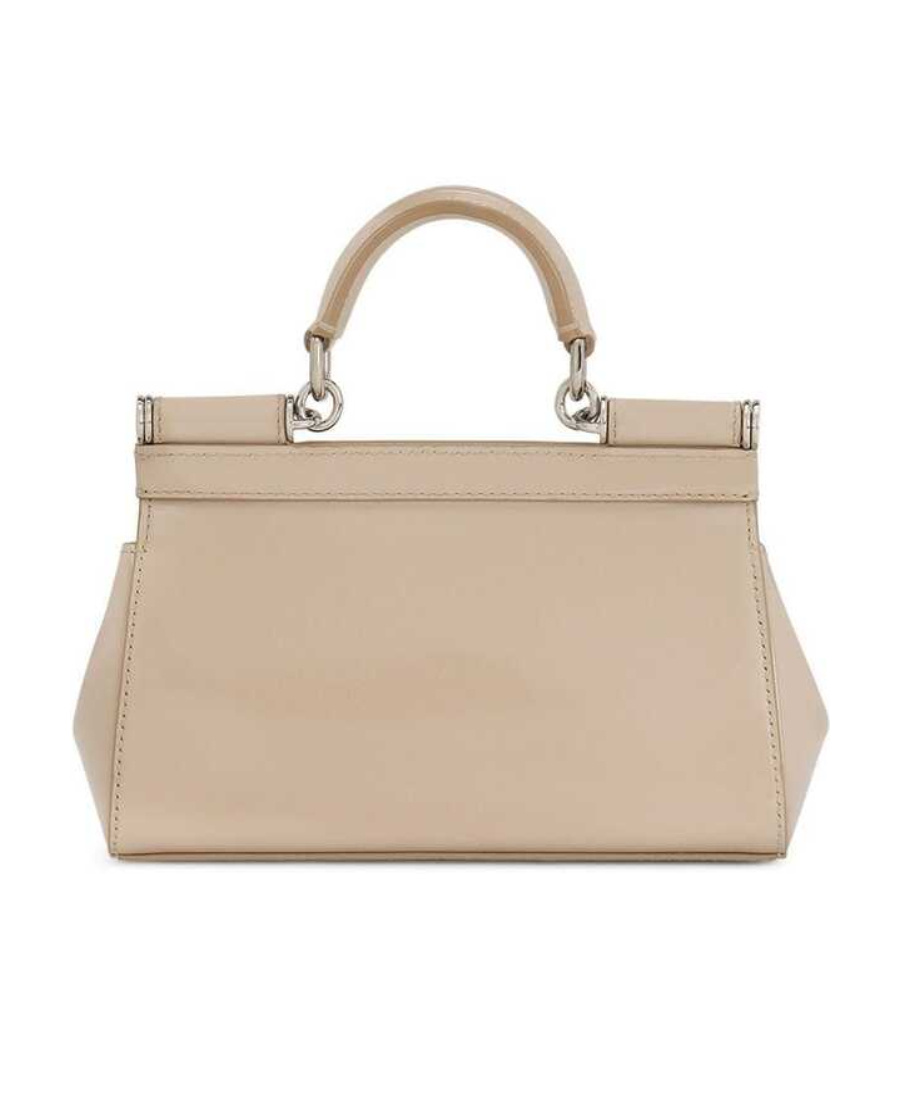 Dolce & Gabbana Sicily Patent Tote Bag In Nude
