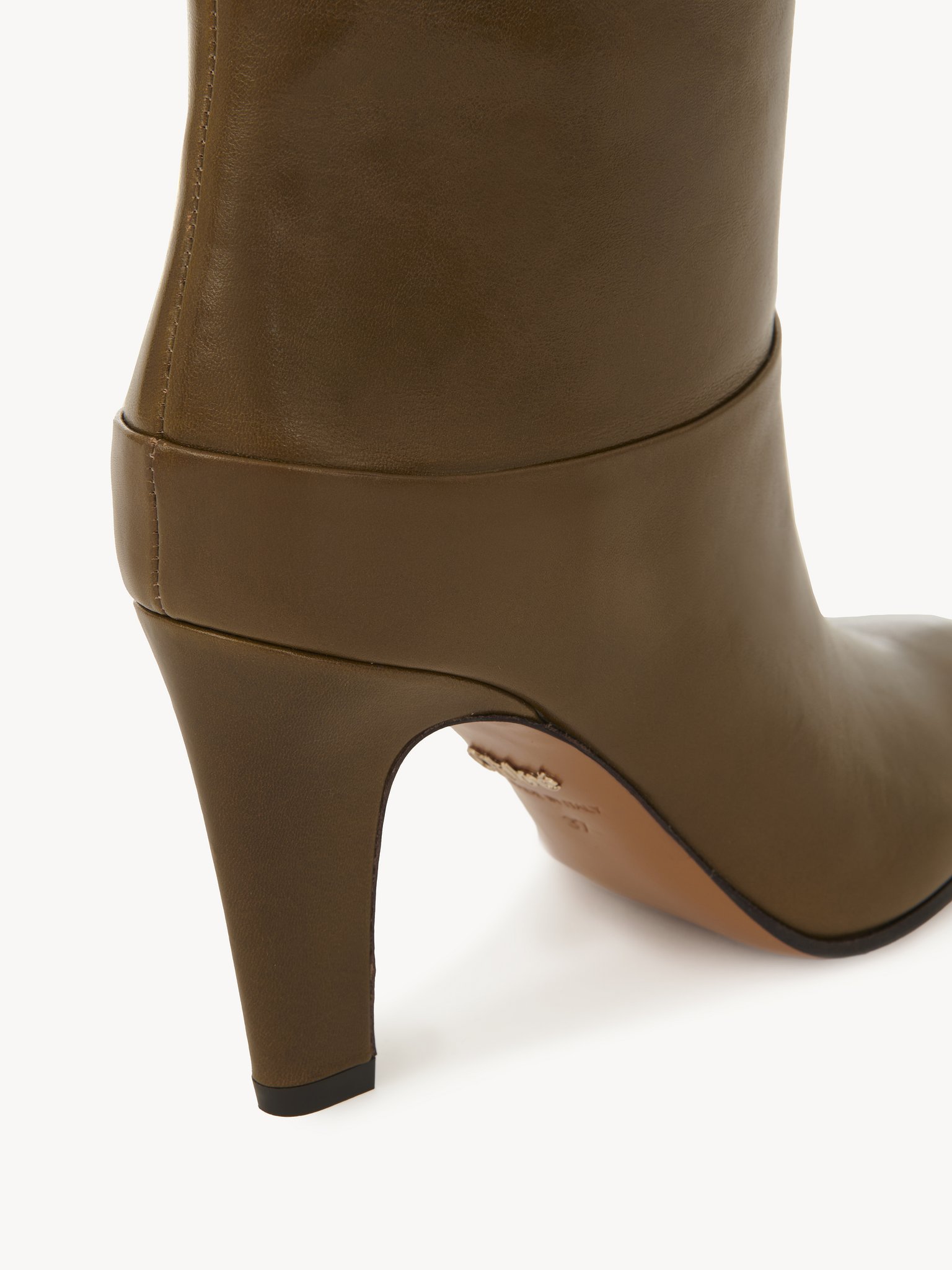 Chloé Eve Khaki Green Leather Boot In Brown | ModeSens