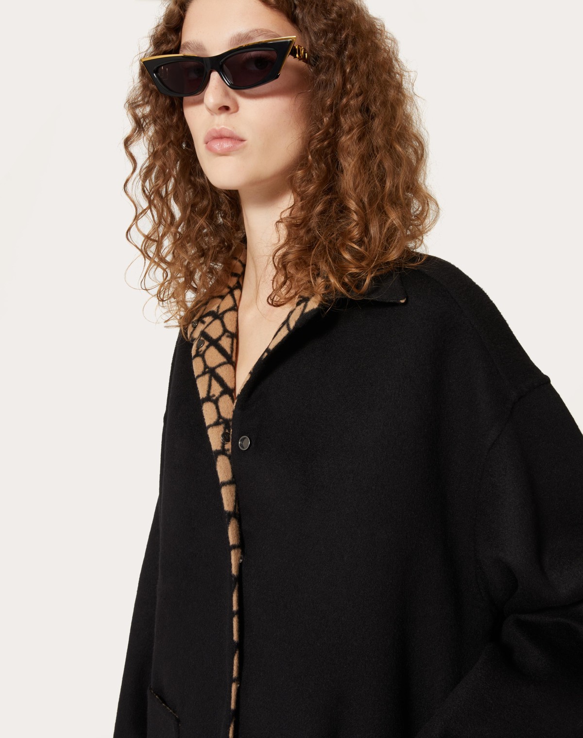 Valentino Brown Toile Iconographe Reversible Shirt In Nude