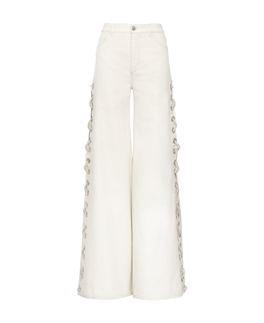 Chloé Logo Wide-legged Jeans In White
