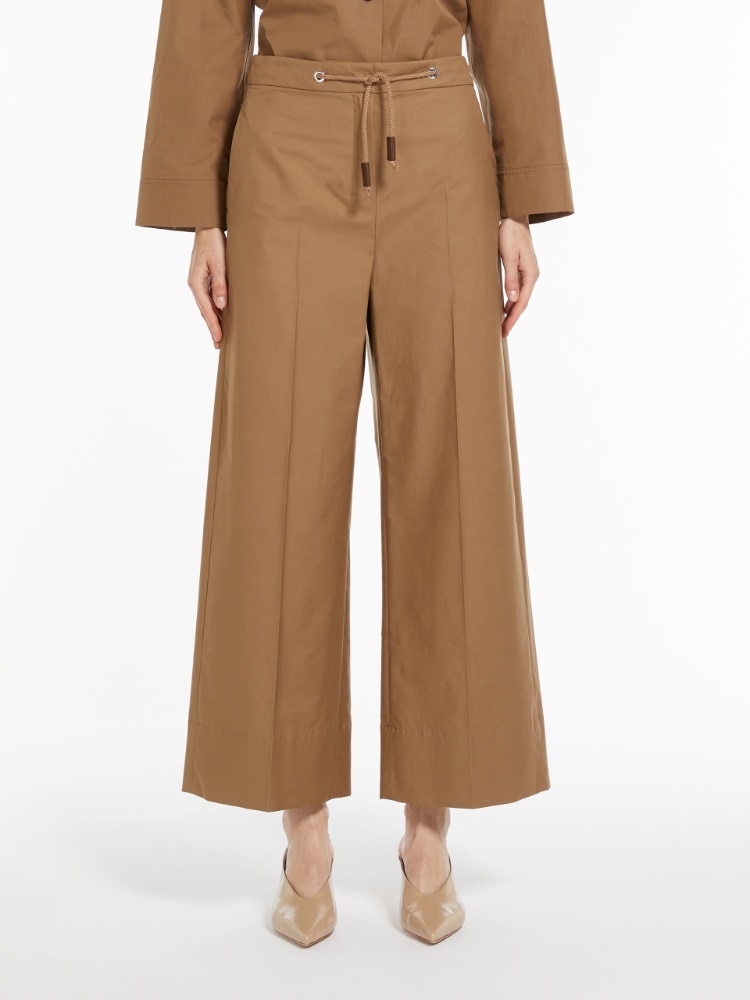 Max Mara Ottavo Waterproof Twill Trousers In Brown