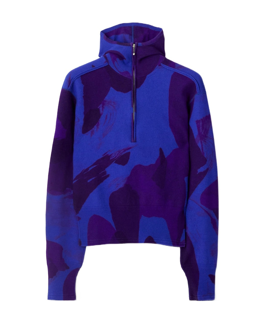 Burberry Wool Half-zip Sweater In Blue