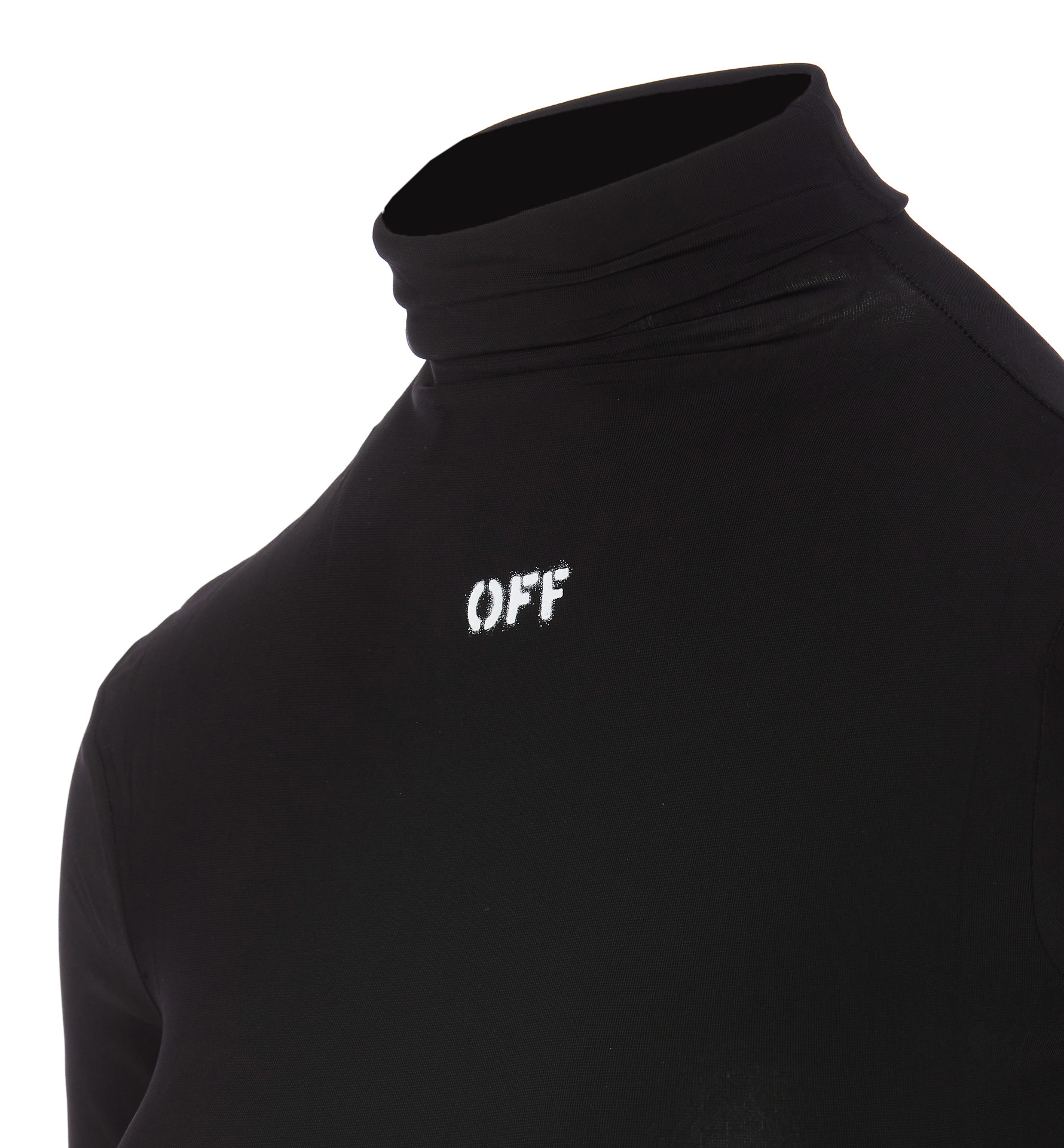 Off-white Off Stamp Second Skin Short Sleeve Turtle Neck Top In Black