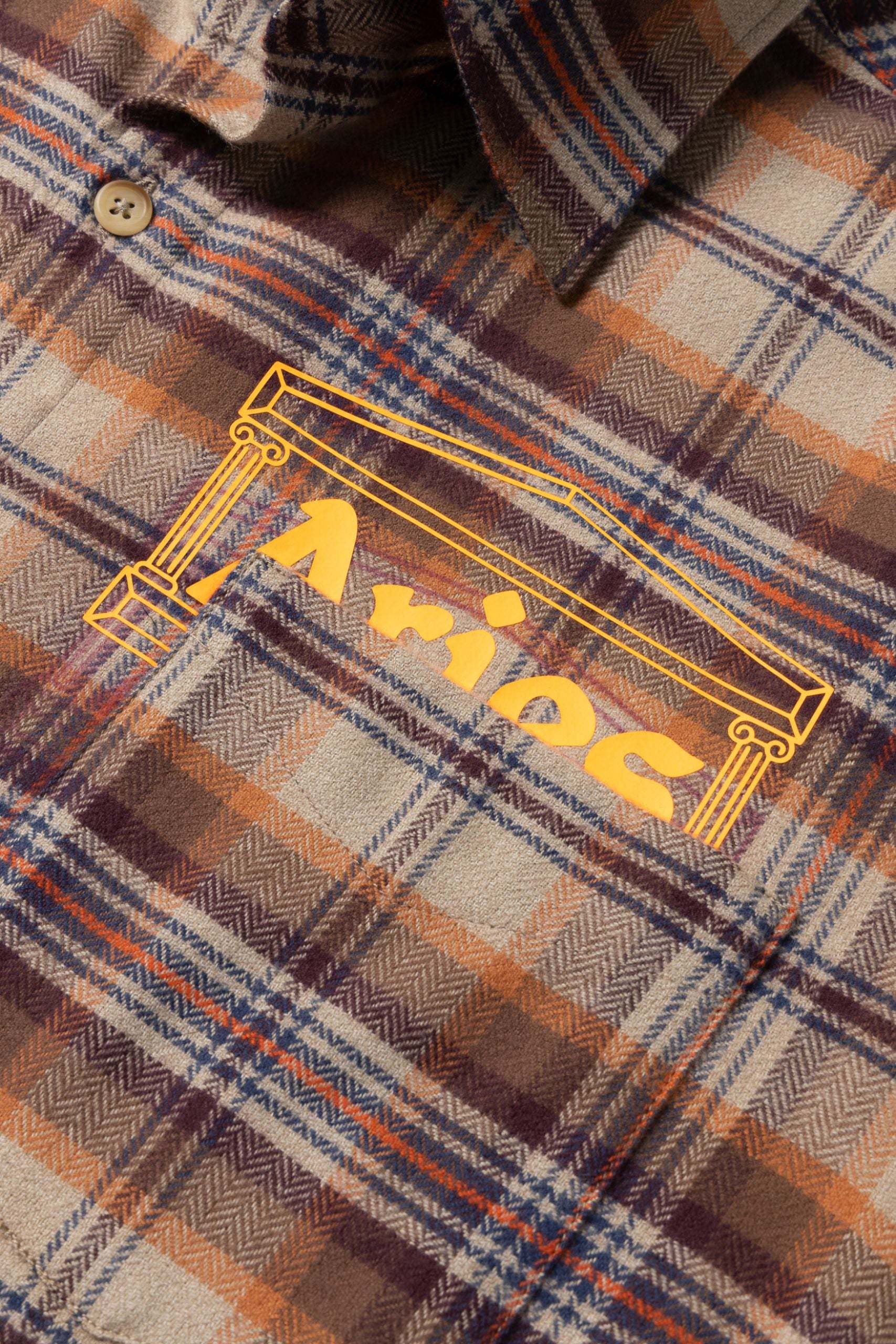 Aries Plaid-check Flannel Shirt In Brown