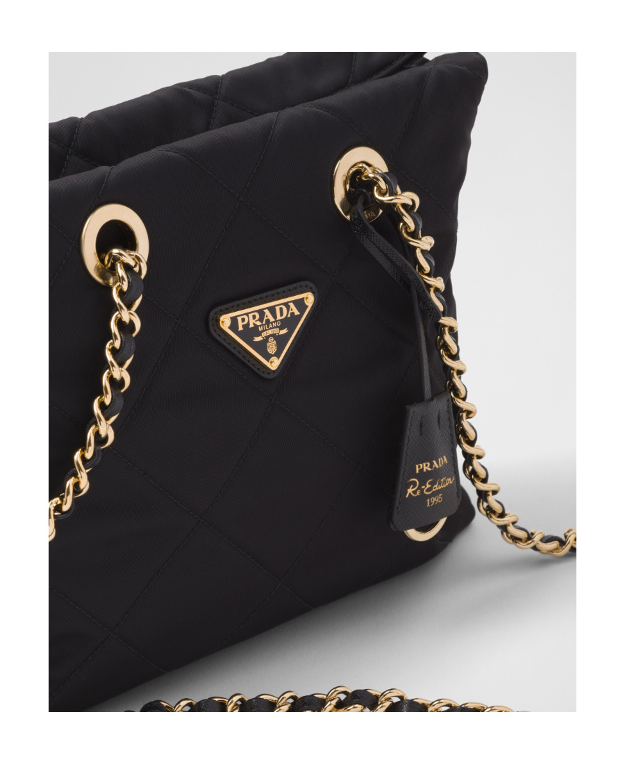 Prada Re-edition 1995 Chaine Small Re-nylon Tote Bag In Black