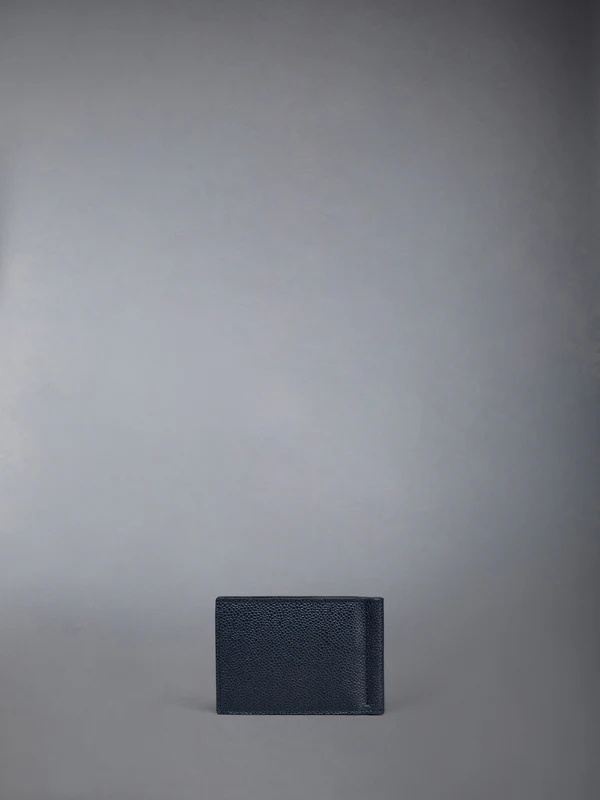 Thom Browne Money Clip Wallet With 4 Bar Stripes In Blue