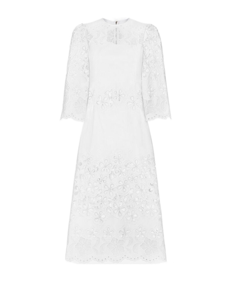 Dolce & Gabbana Cut-out Stretch-cotton Midi Dress In White