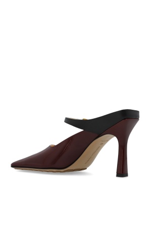 Bottega Veneta Square-toed High-heeled Sandals In Burgundy