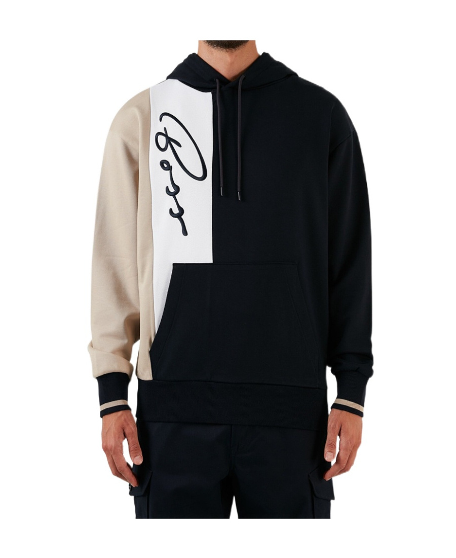 HUGO BOSS SULLIVAN COLOUR-BLOCK COTTON HOODIE