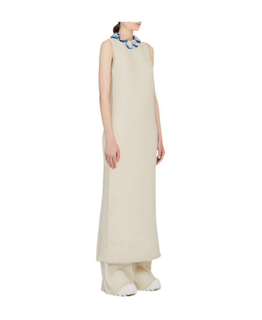 Jil Sander Semi-sheer Knit Long Dress In Nude