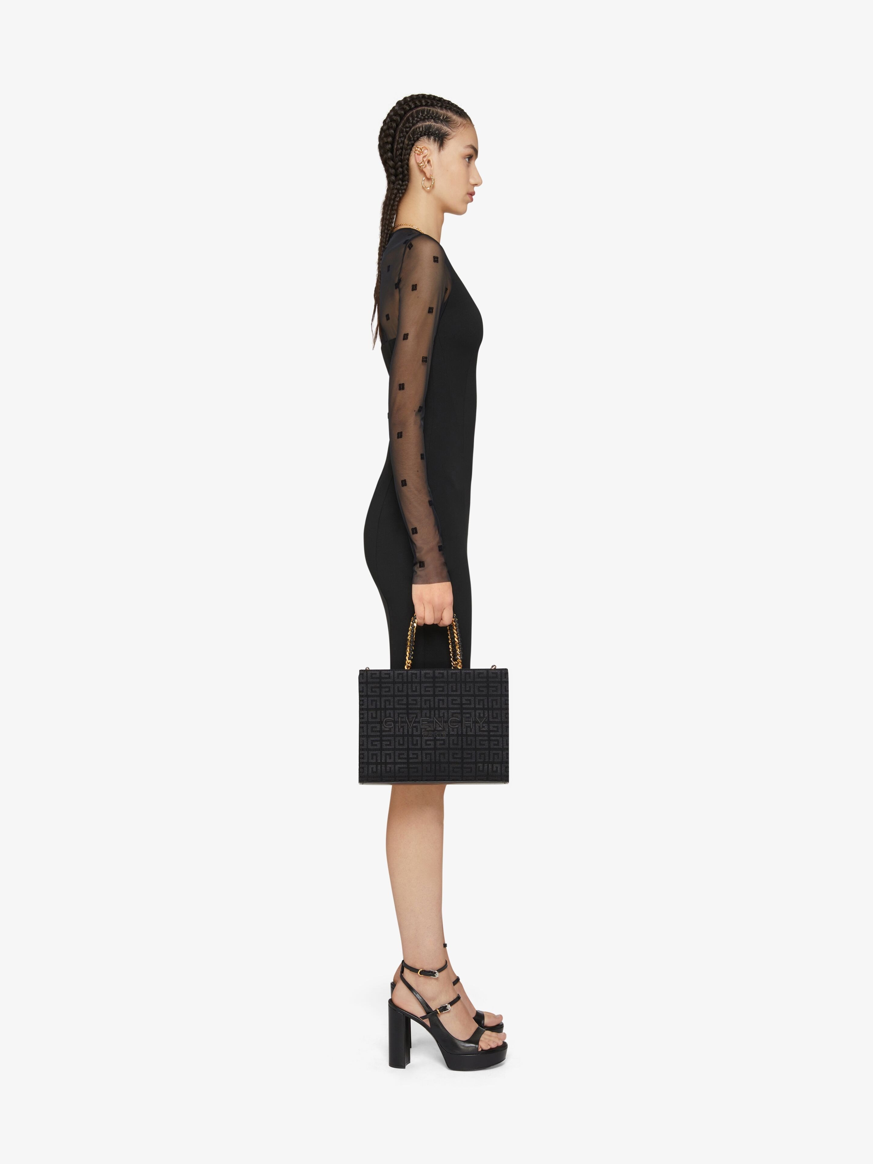 Givenchy Bi-material Dress With 4g Motif In Black