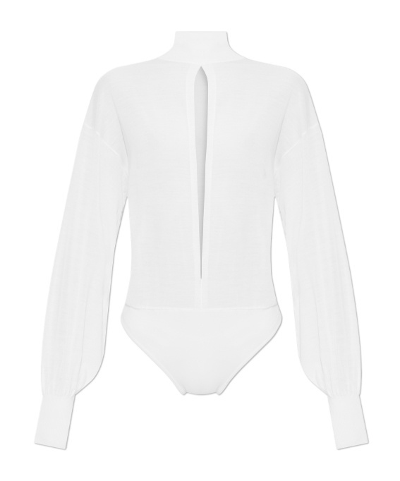 Alaïa High-collar Long-sleeved Jumpsuit In White
