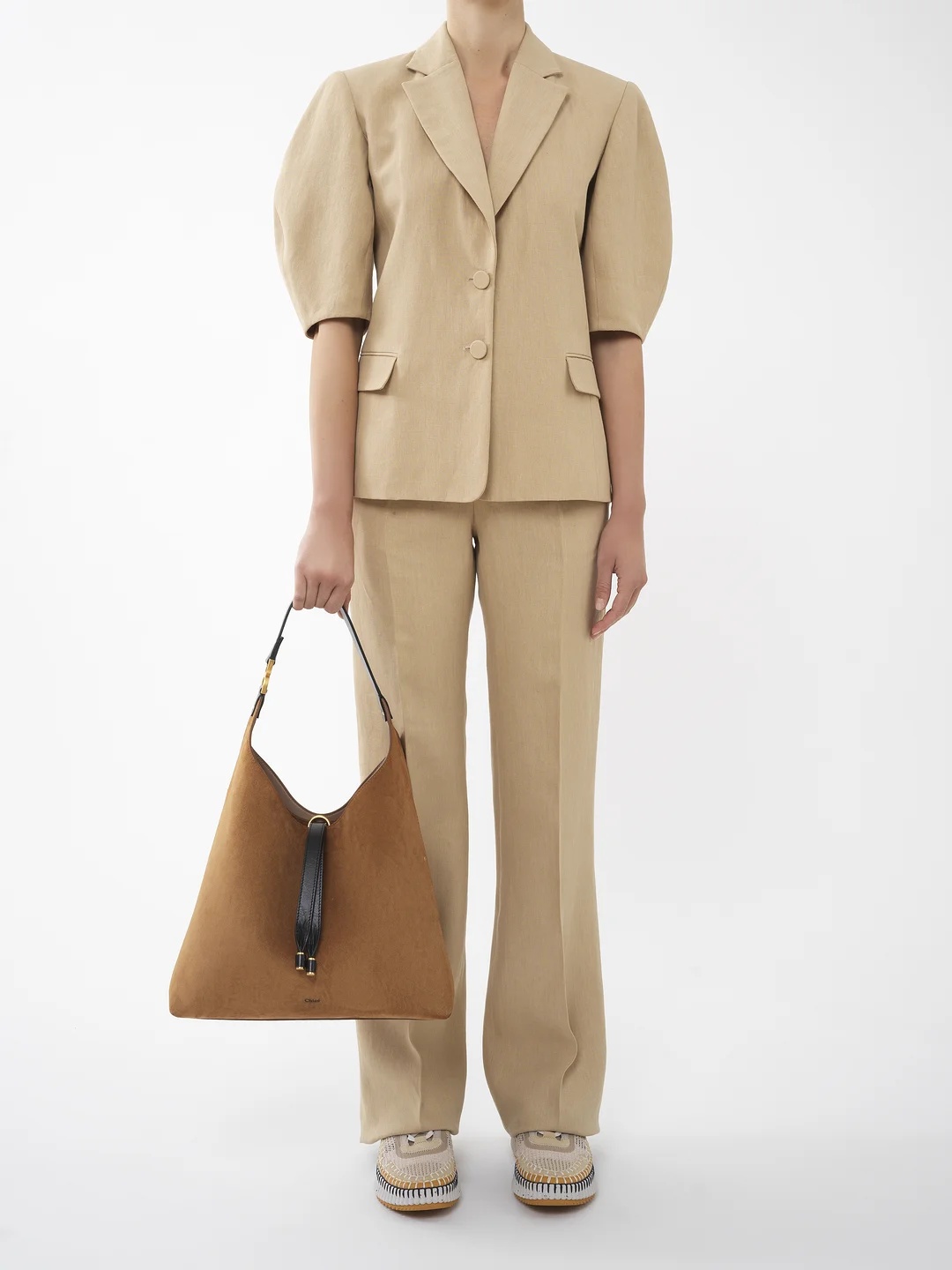 Shop Chloé Marcie Suede Shoulder Bag In Brown