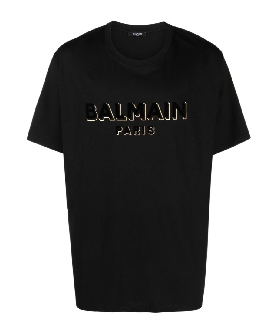 BALMAIN METALLIC FLOCKED BALMAIN T-SHIRT
