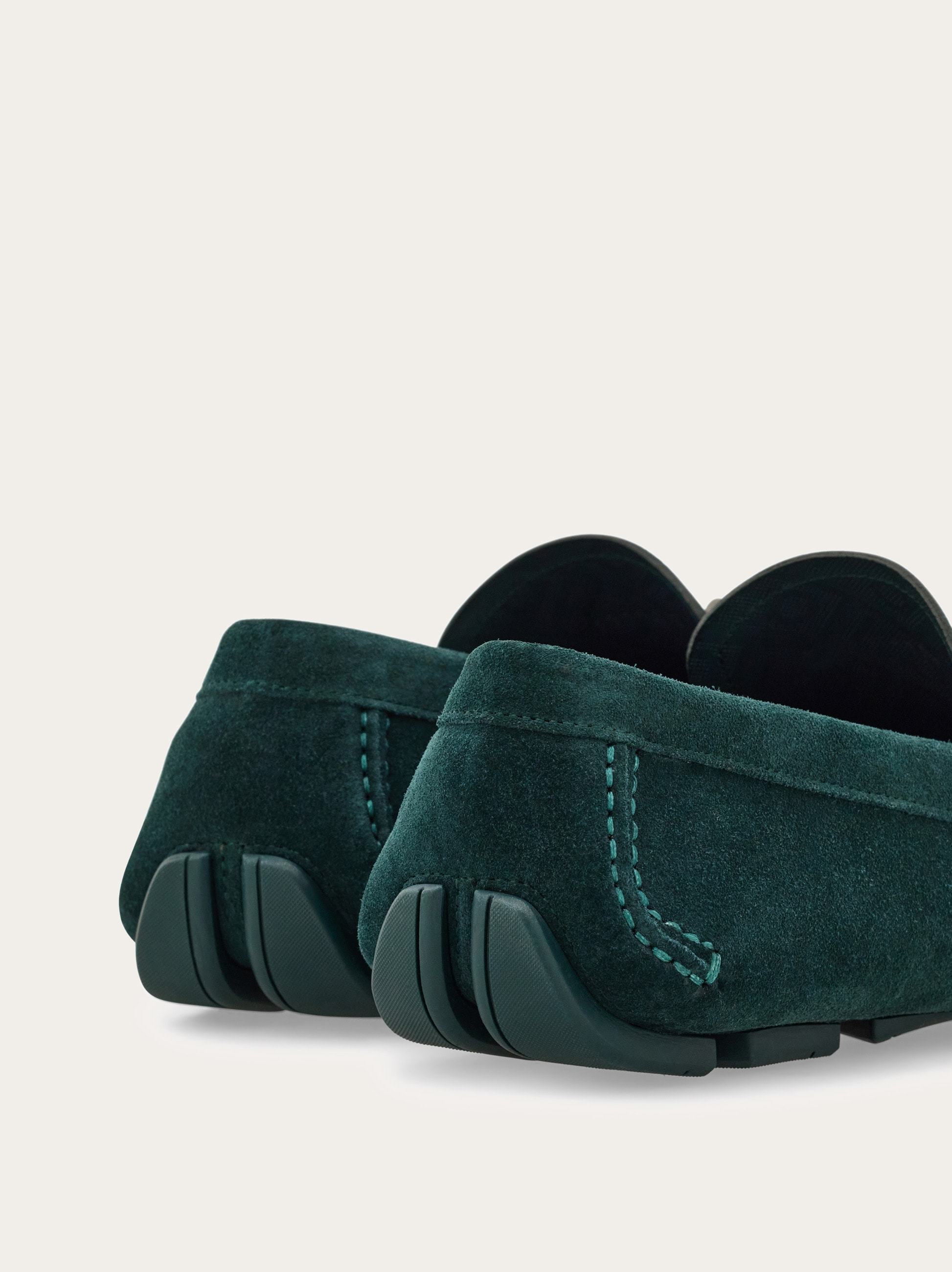 Ferragamo Driver With Gancini Ornament In Green
