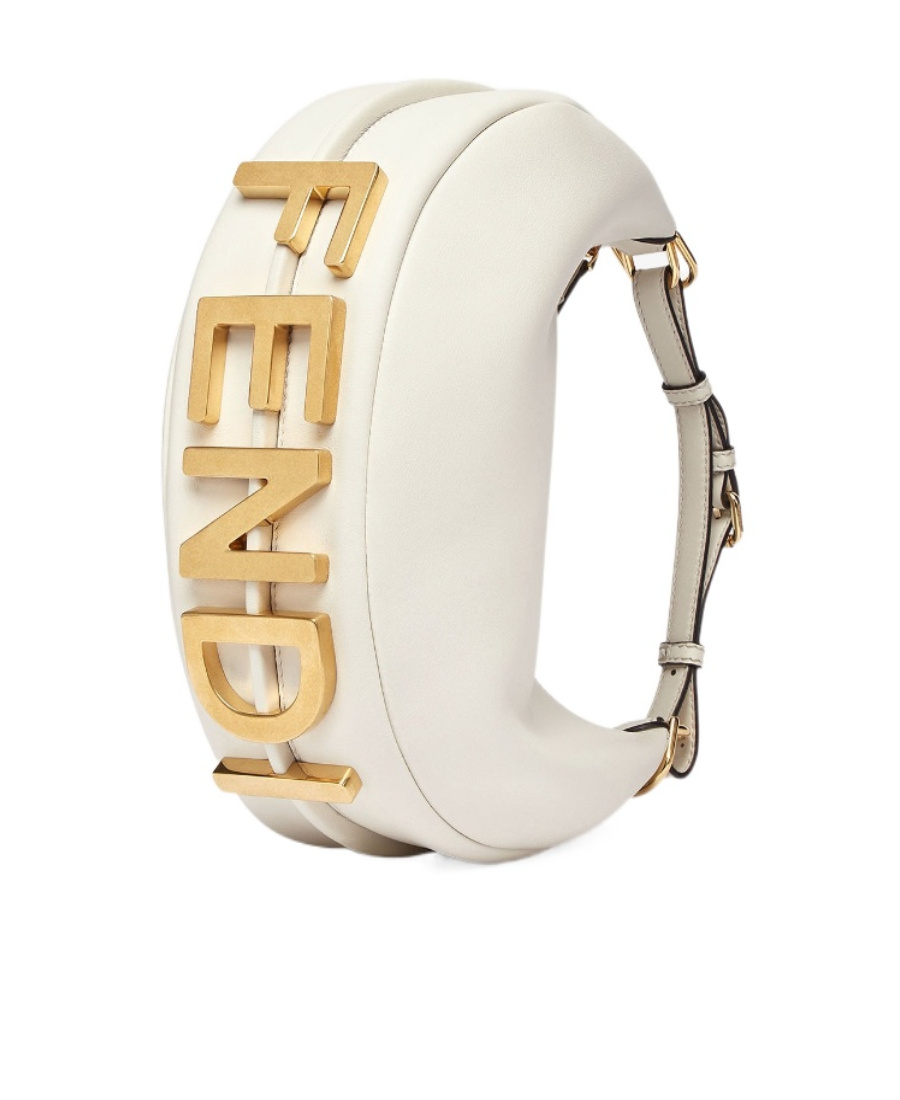 Fendi Graphy Small Leather Shoulder Bag In White