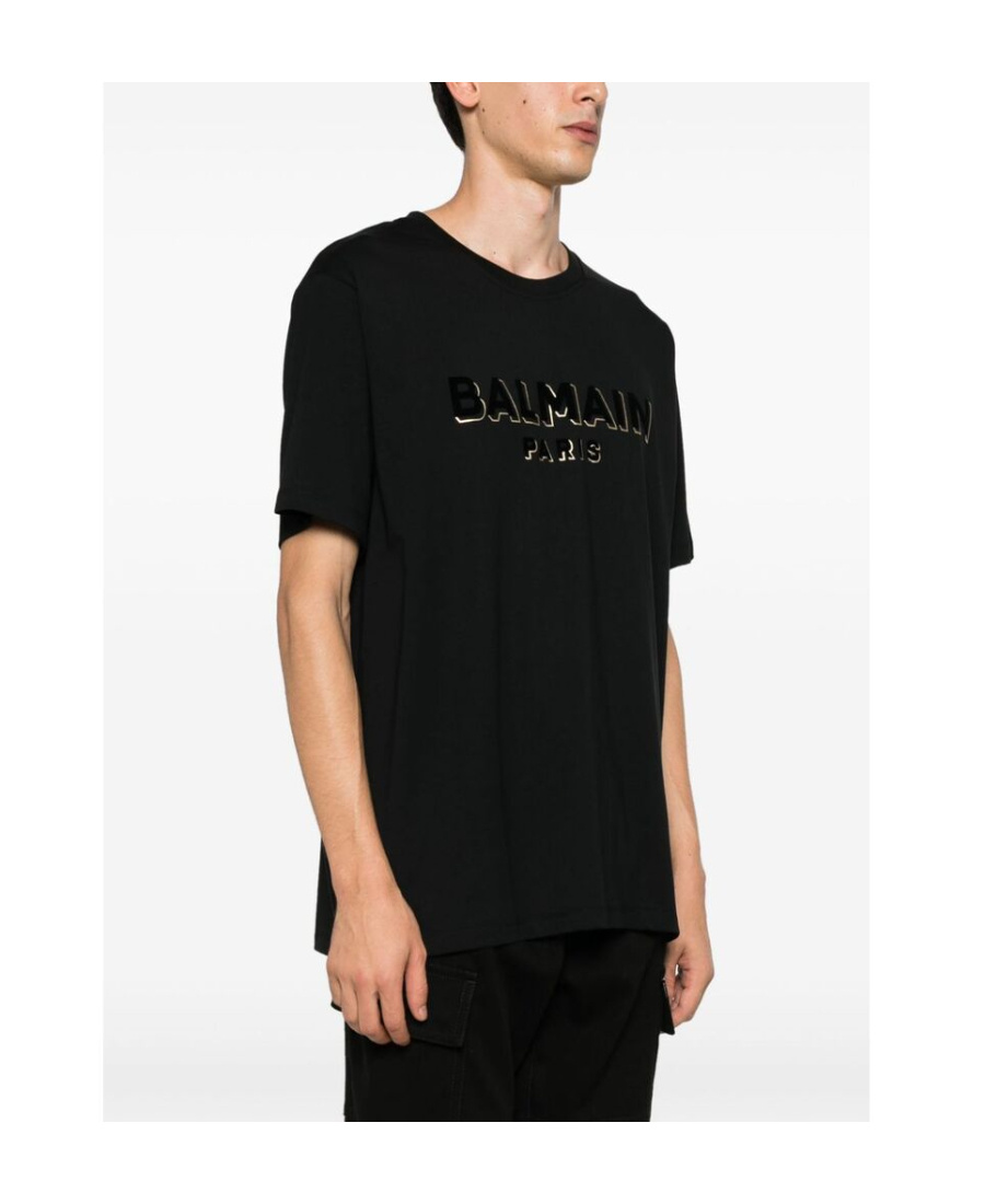 Balmain Logo-print Organic Cotton T-shirt In Black