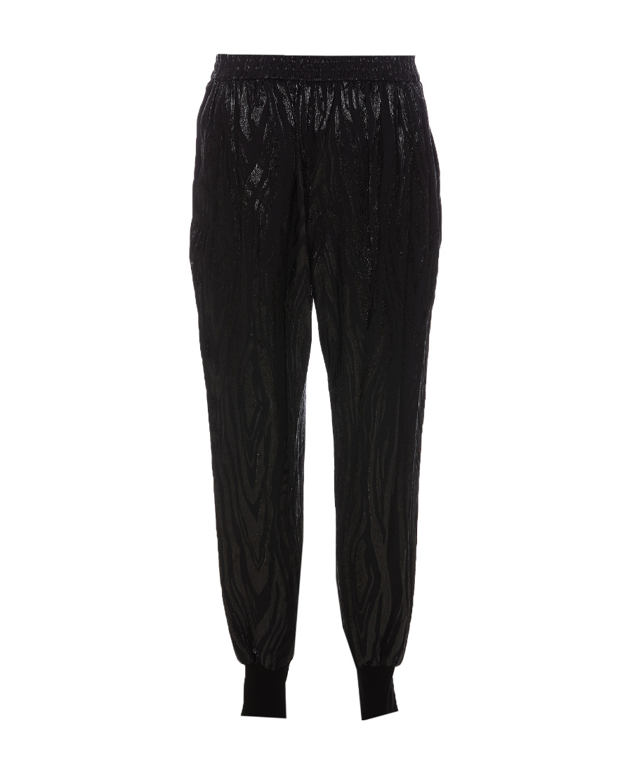 Stella Mccartney Wood-grain Effect Tapered Trousers In Black