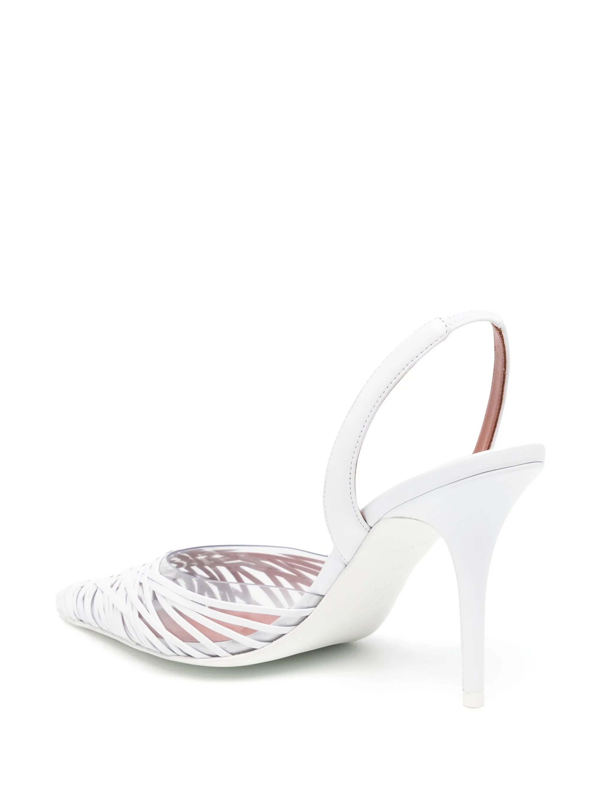 Amina Muaddi Pointed High Heel Sandals In White