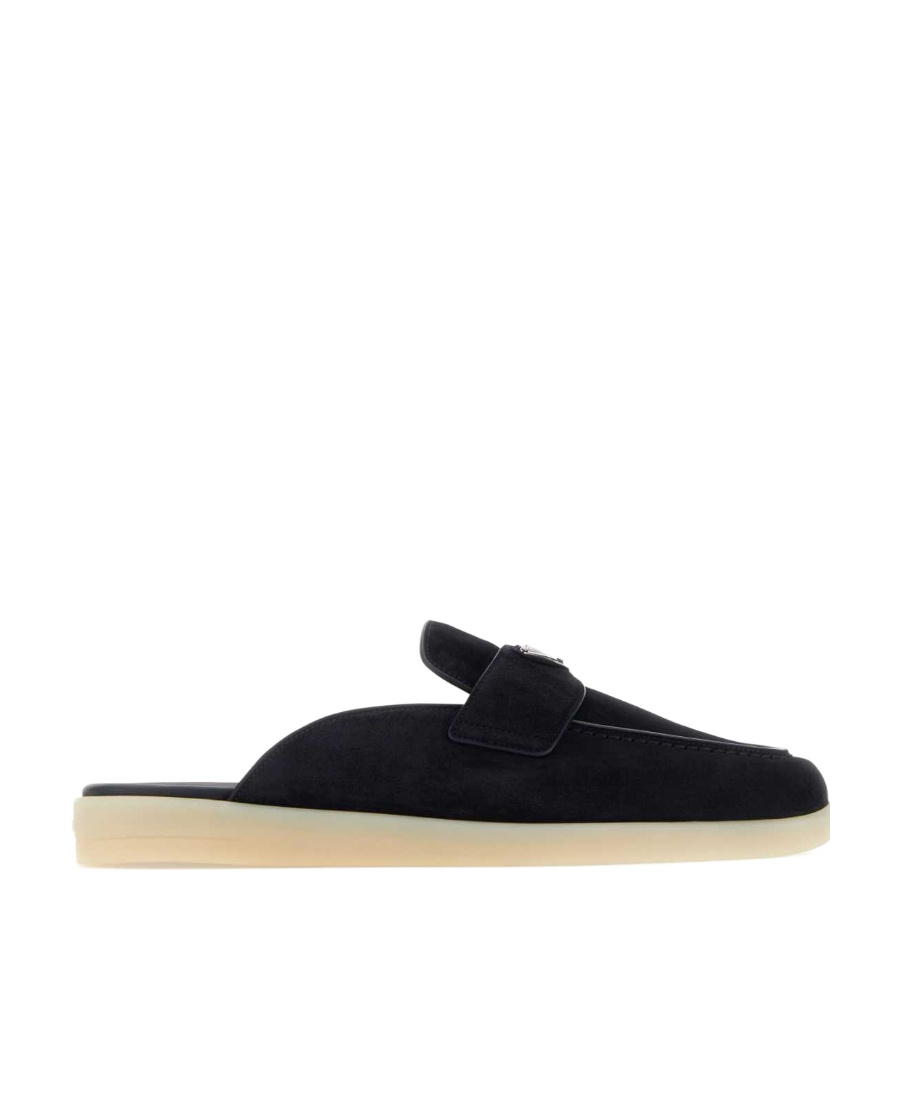 Prada Suede Casual Loafer Mules In Blue