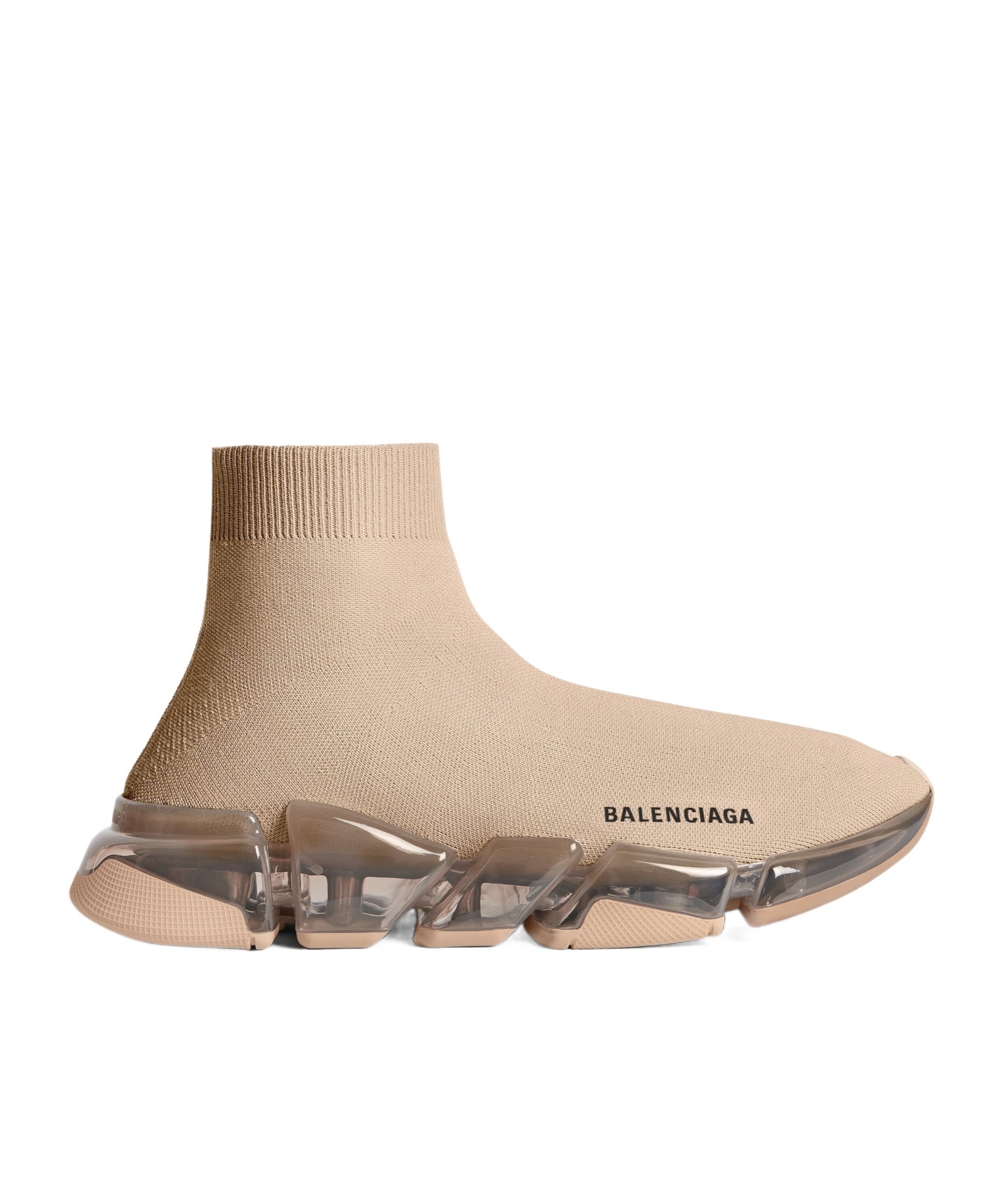 Balenciaga Men's Speed 2.0 Full Clear Sole Recycled Knit Sneaker In Beige In Neutral