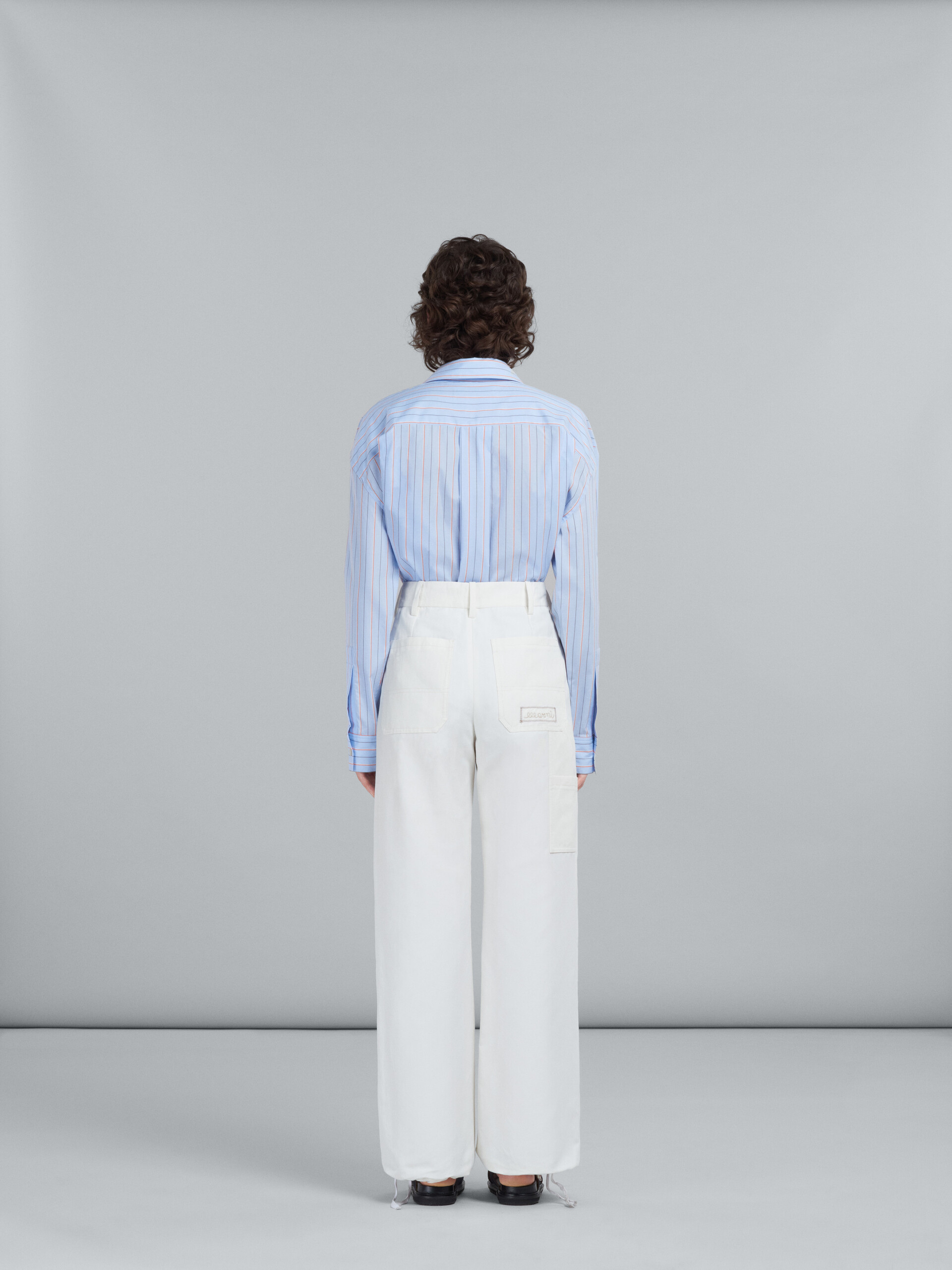 Marni Embroidered-logo Straight-leg Trousers In White