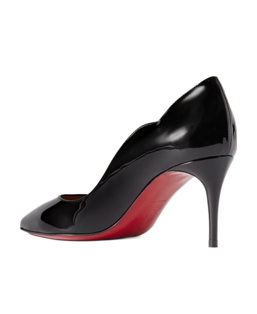 Christian Louboutin Hot Chick 70 Scalloped Patent-leather Pumps In Black