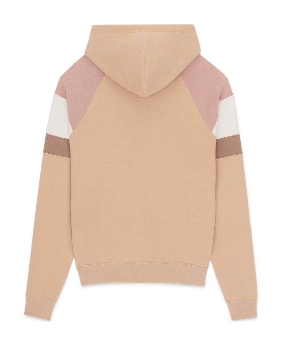 Saint Laurent Colour-block Logo Embroidery Hoodie In Nude