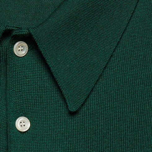 Gucci Logo-embroidered Wool Polo Shirt In Black