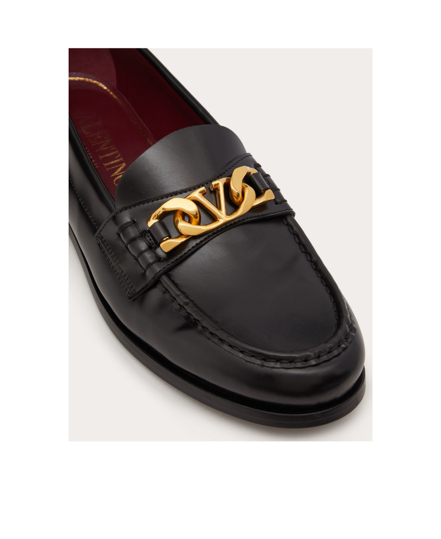 Valentino Black Vlogo Signature Leather Loafers In Black