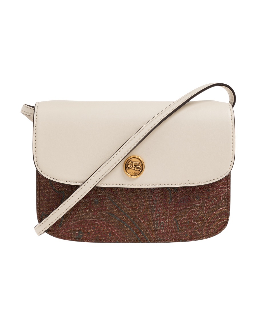 Etro Shoulder Bag With Paisley Print Panels In Nude
