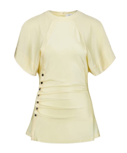 Shop Rabanne Draped-detail Round-neck Blouse In Nude