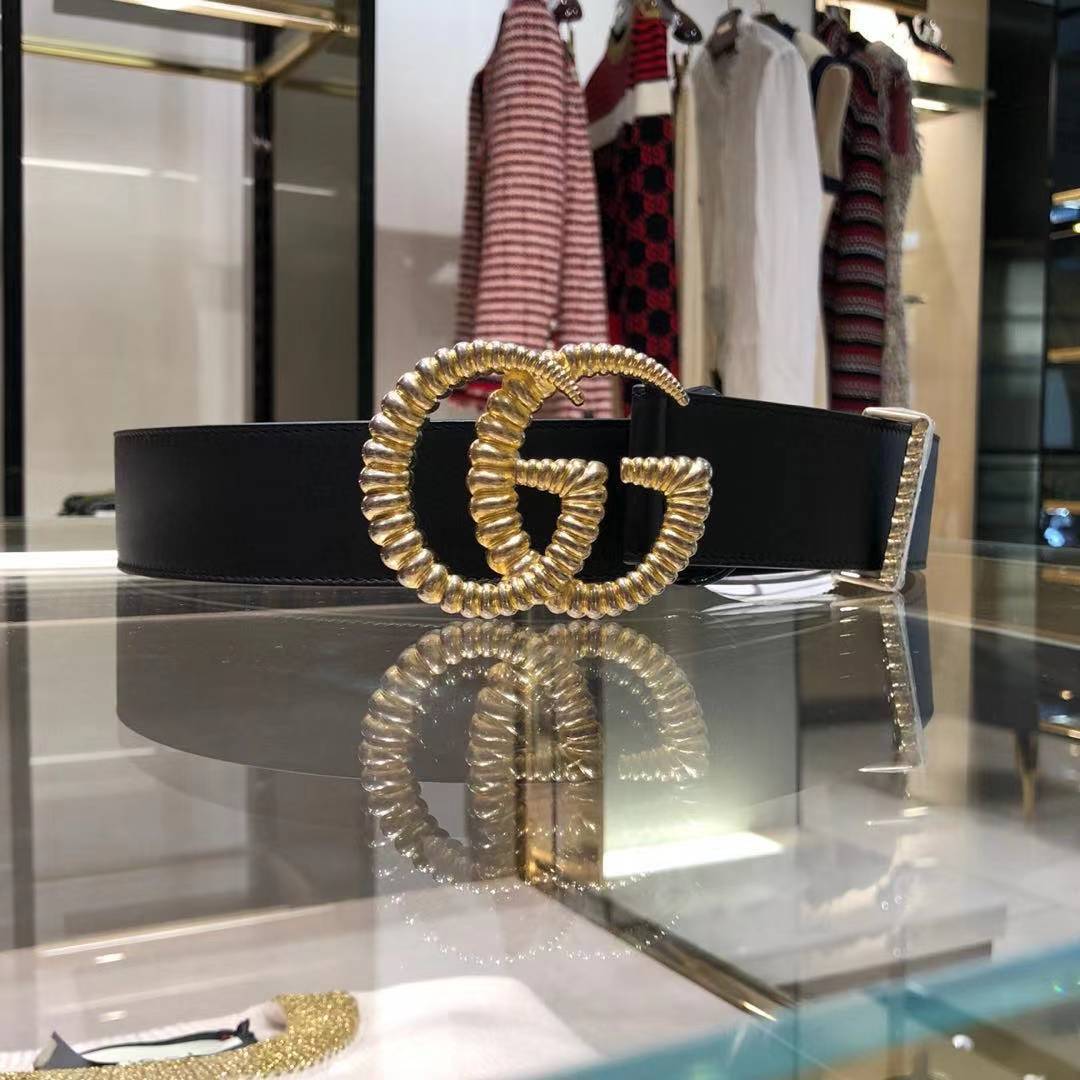Gucci Leather Belt With Torchon Double G Buckle In Black