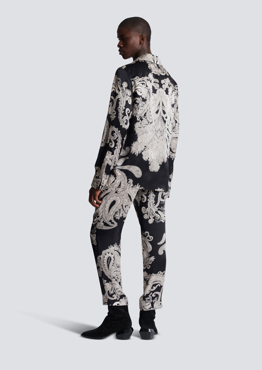 Balmain Paisley-print Silk Shirt In Black